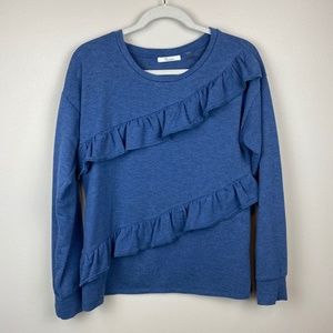 89th + Madison Lightweight Ruffle Sweatshirt Top - Size Medium